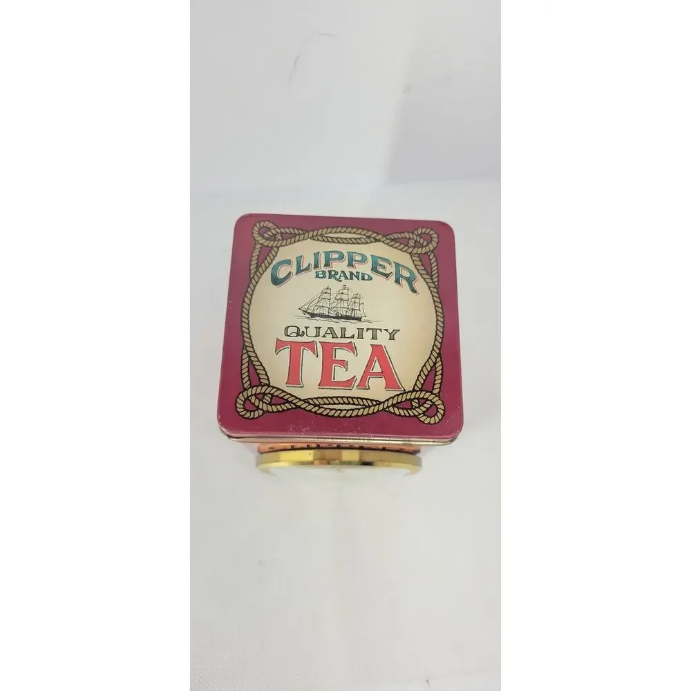 Roger Lascelles Clipper Brand Tea Caddy Clock Tin Nautical Sailing Ship...